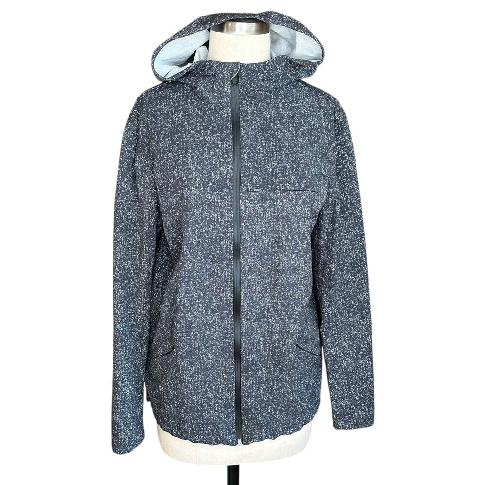 OUTDOOR VOICES Black White Space Dye Slipstream‎ Full Zip Hooded Jacket Size Med